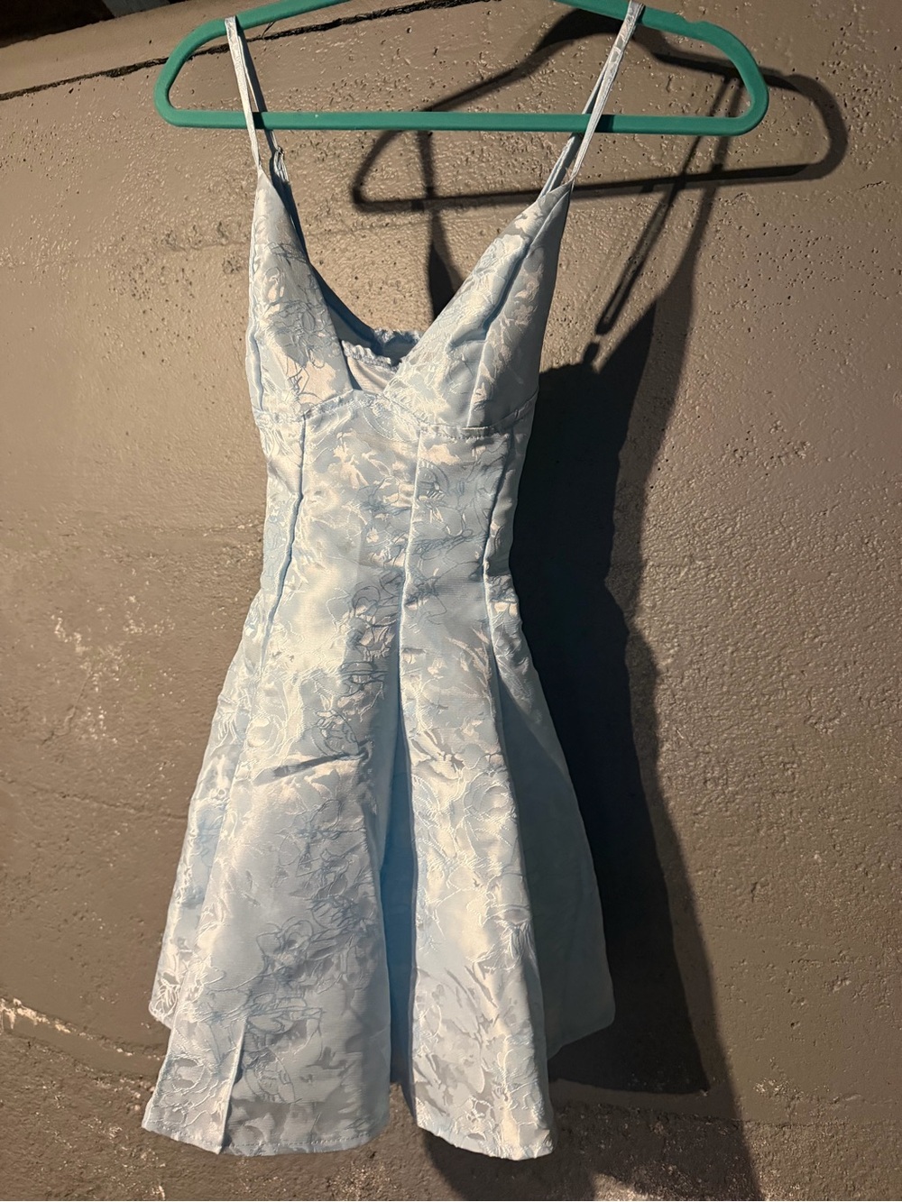 Elegant Light Blue Floral Fit-and-Flare Dress